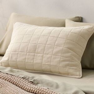 NEW Casaluna Natural Heavyweight Linen Blend Quilt Pillow Sham, Standard